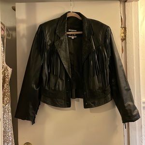Vintage leather fringe jacket